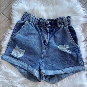 Love Tree Blue Distressed Jean Shorts